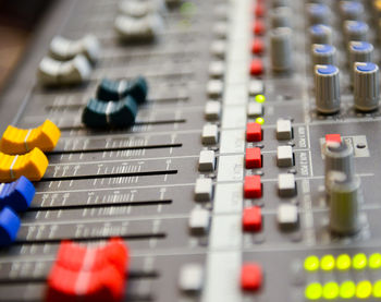 Full frame shot of sound mixer in studio