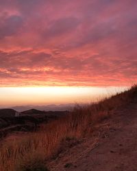 Scenic view of field against sky during sunset