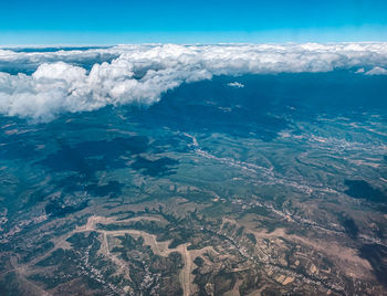 Aerial view of sea against sky