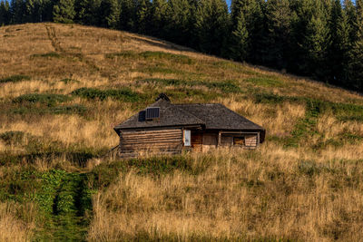 Mountain hut on a meadow