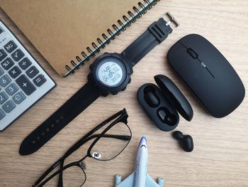 High angle view of pen on table