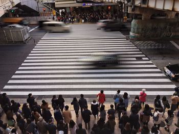 People walking on city street