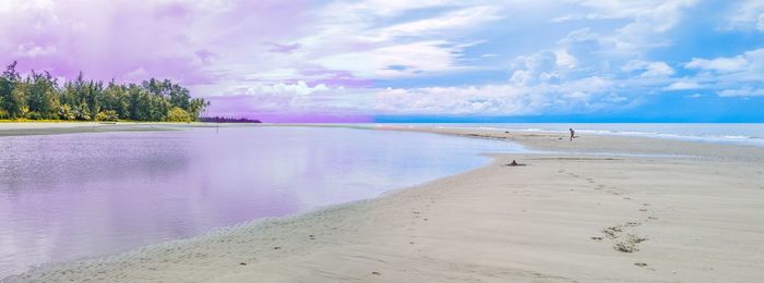 Scenic view of sea against cloudy sky