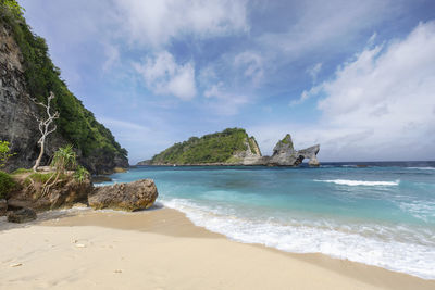 Scenic view of beach against sky