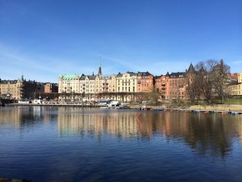 View of river with buildings in background