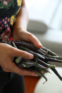 Close-up of woman holding hands