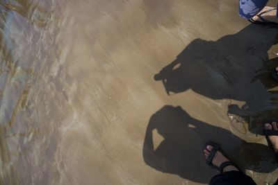 Low section of people standing on sand