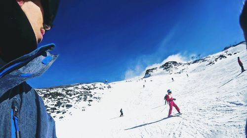 Tourists on mountain