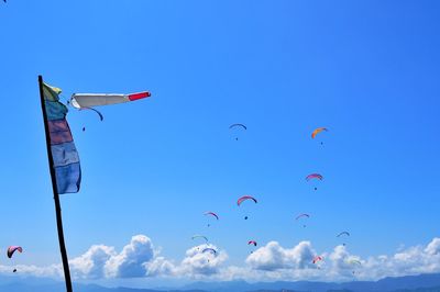 Low angle view of kite flying in sky