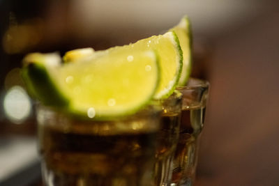 Close-up of beer in glass