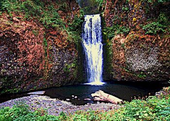 Scenic view of waterfall