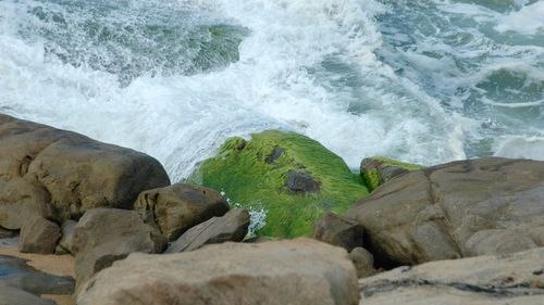 Scenic view of rocks in sea