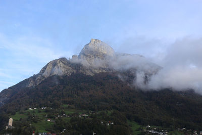 Scenic view of volcanic mountain against sky