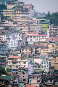 High angle view of townscape against sky