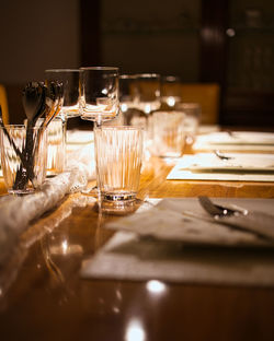 Close-up of wineglass on table