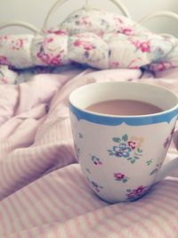 Close-up of tea cup on table