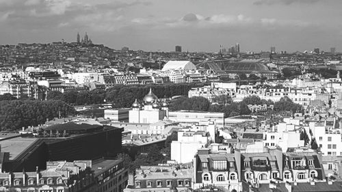 High angle view of cityscape against sky