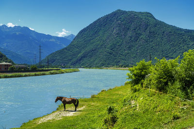 Scenic view of mountain range against sky