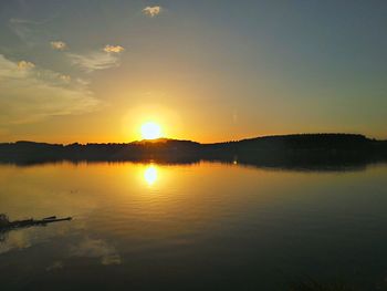 Scenic view of lake at sunset