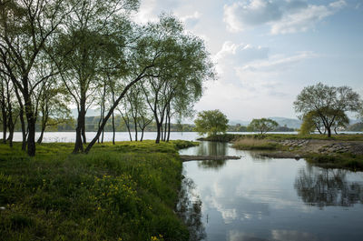 Scenic view of lake against sky