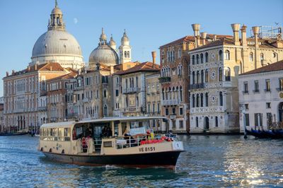 View of boats in canal grande 