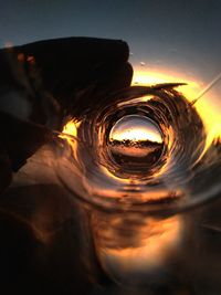 Close-up of water at sunset