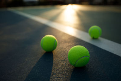 Close-up of tennis ball on playing field