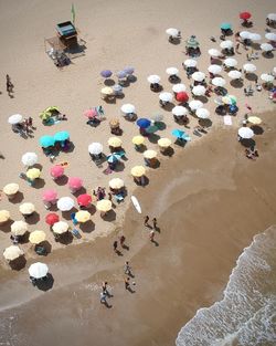 High angle view of people on beach