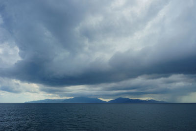 Scenic view of sea against cloudy sky