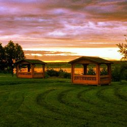 Scenic view of grassy field against cloudy sky