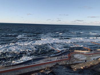 High angle view of sea against sky