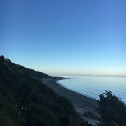 Scenic view of calm sea against clear sky