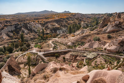 Panoramic view of landscape and mountains against sky