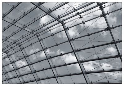 Low angle view of skylight in building