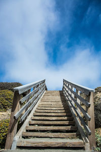 Low angle view of staircase against sky