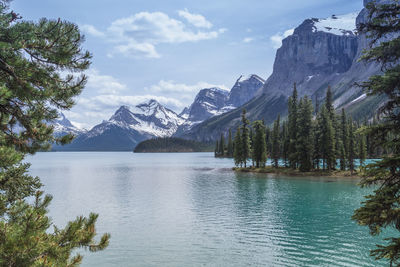 Scenic view of lake and mountains