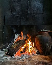 Bonfire on wooden fire