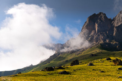 Scenic view of mountains against sky