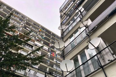 Low angle view of buildings against sky