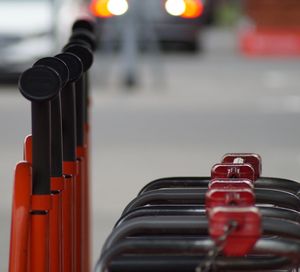 Close-up of seats on chair