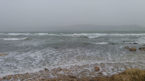 Scenic view of sea against clear sky