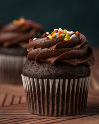 Close-up of cupcakes on table