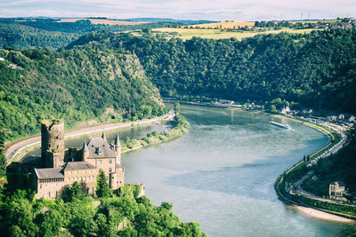 View on the katz castle and the rhine, loreley