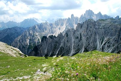 Scenic view of mountains against sky