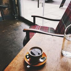 Coffee cup on table