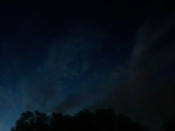 Low angle view of silhouette trees against sky at night