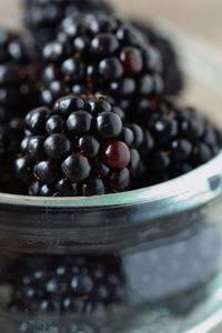 Close-up of raspberries in container