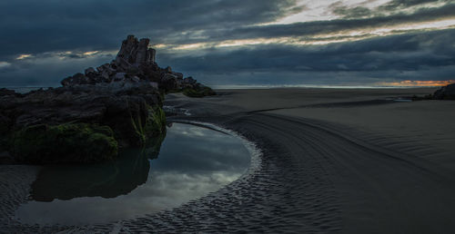 Scenic view of sea against cloudy sky