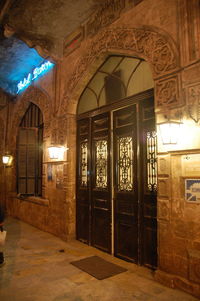 Illuminated entrance of building