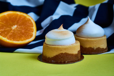 Close-up of dessert on table